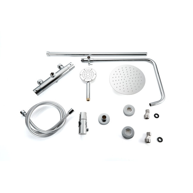 Opbouw regendouche 20 cm hoofddouche thermostatisch chrome