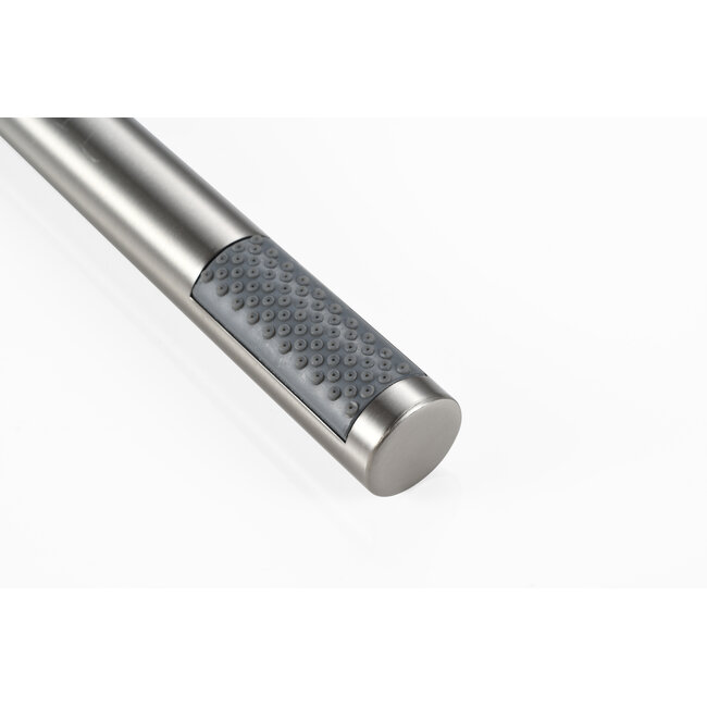 Vrijstaande badmengkraan – inclusief handdouche – brushed steel