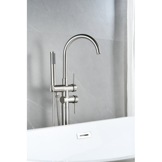 Vrijstaande badmengkraan – inclusief handdouche –chrome