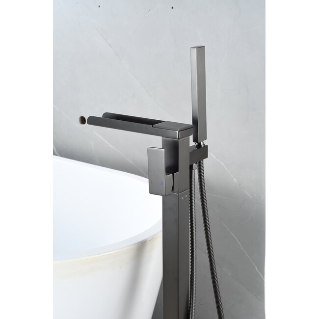 Vrijstaande badmengkraan – inclusief handdouche – grey