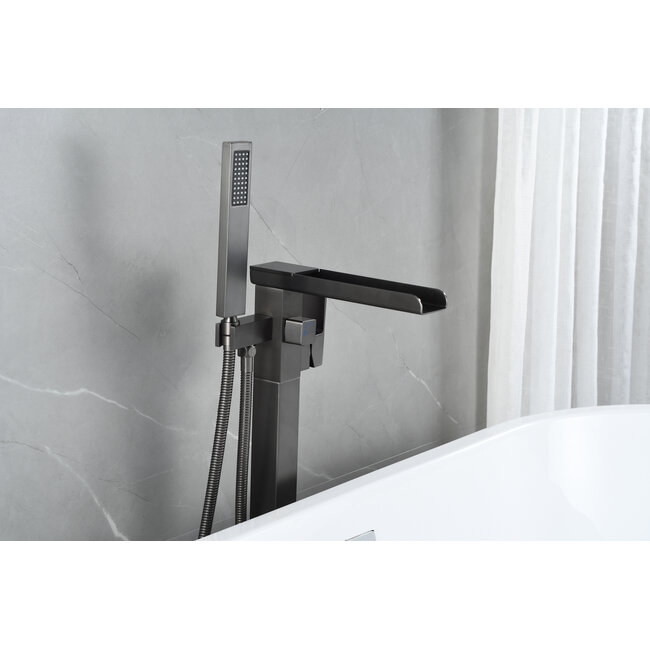 Vrijstaande badmengkraan – inclusief handdouche – grey