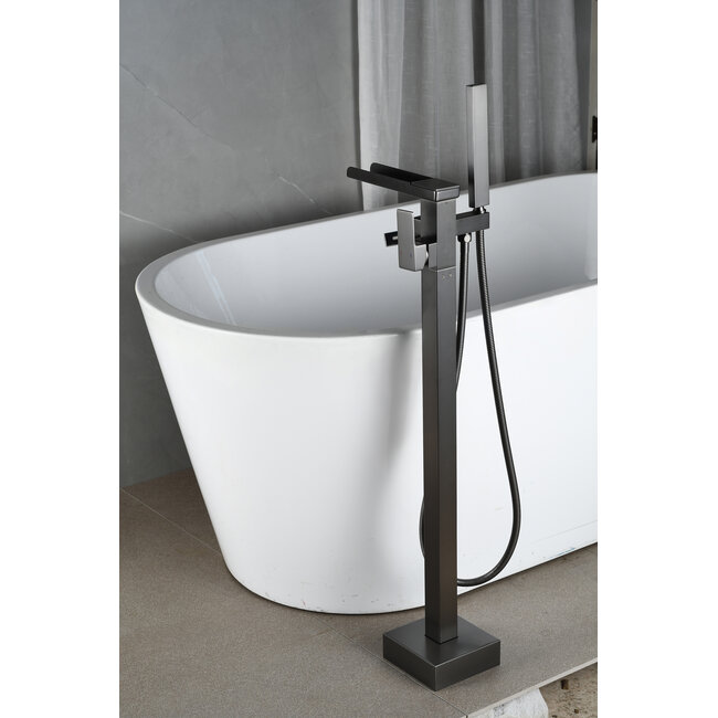 Vrijstaande badmengkraan – inclusief handdouche – grey