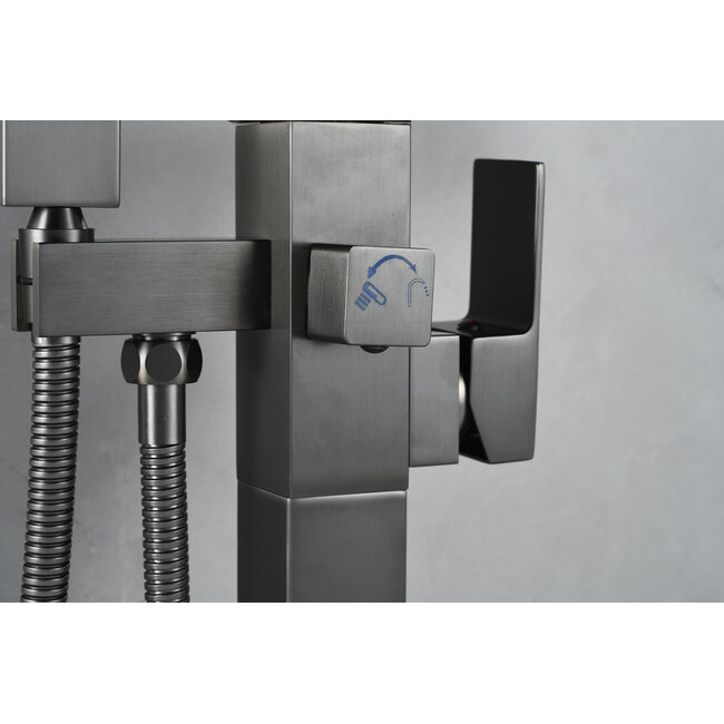 Vrijstaande badmengkraan – inclusief handdouche – grey