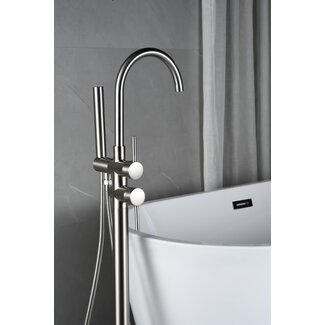 Nurion Vrijstaande badmengkraan – inclusief handdouche – brushed steel