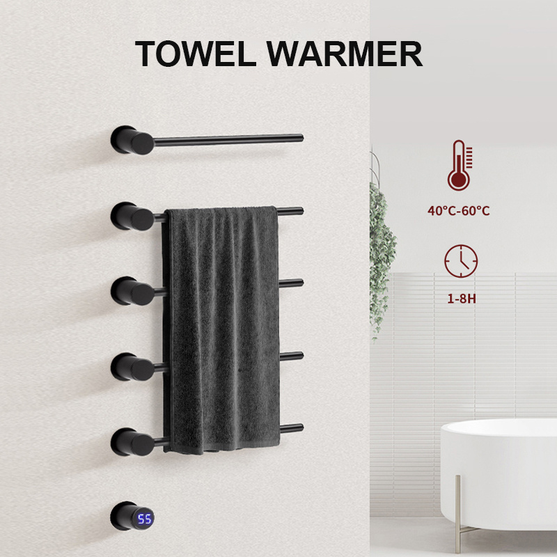 Elektrische Badkamerradiator Sapho Enis 600W 59x120 cm incl. Handdoekhouder IP44 Mat Zwart