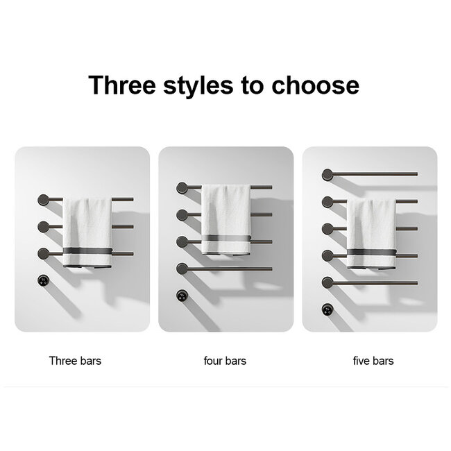 Elektrische handdoek radiator zwart met thermostaat L-SR0005-B