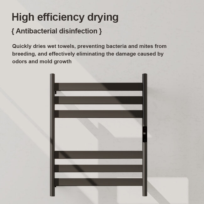 Elektrische handdoek radiator zwart met thermostaat