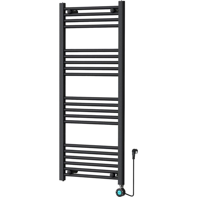 Handdoekradiator Elektrisch met Digitale Thermostaat - Radiator Badkamer - 1200 × 500 mm - Mat zwart - 500 Watt