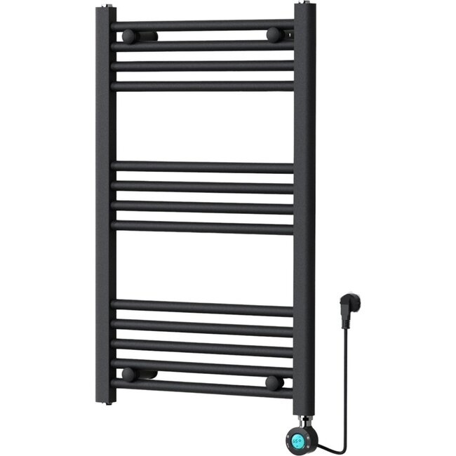 Handdoekradiator Elektrisch met Digitale Thermostaat - Radiator Badkamer - 800 × 500 mm - Mat zwart - 300 Watt