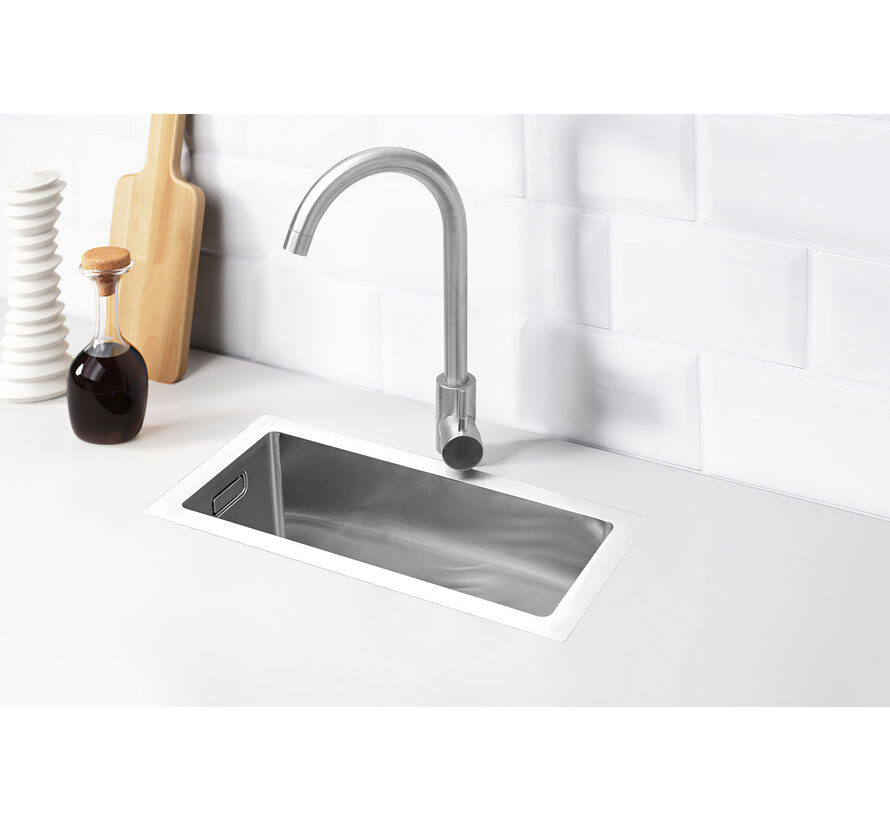 Nurion Spoelbak RVS 22 x 44 – Spoelbak Keuken - Spoelbakken Keuken – Wasbak Keuken - zonder Kraangat RVS
