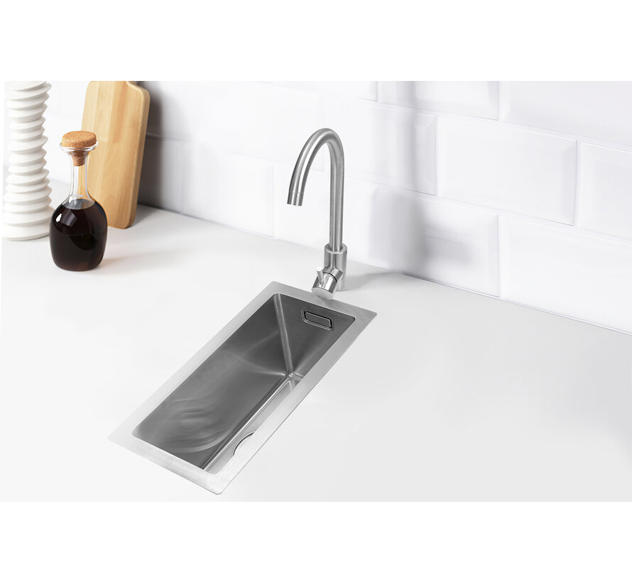 Nurion Spoelbak RVS 22 x 44 – Spoelbak Keuken - Spoelbakken Keuken – Wasbak Keuken - zonder Kraangat RVS