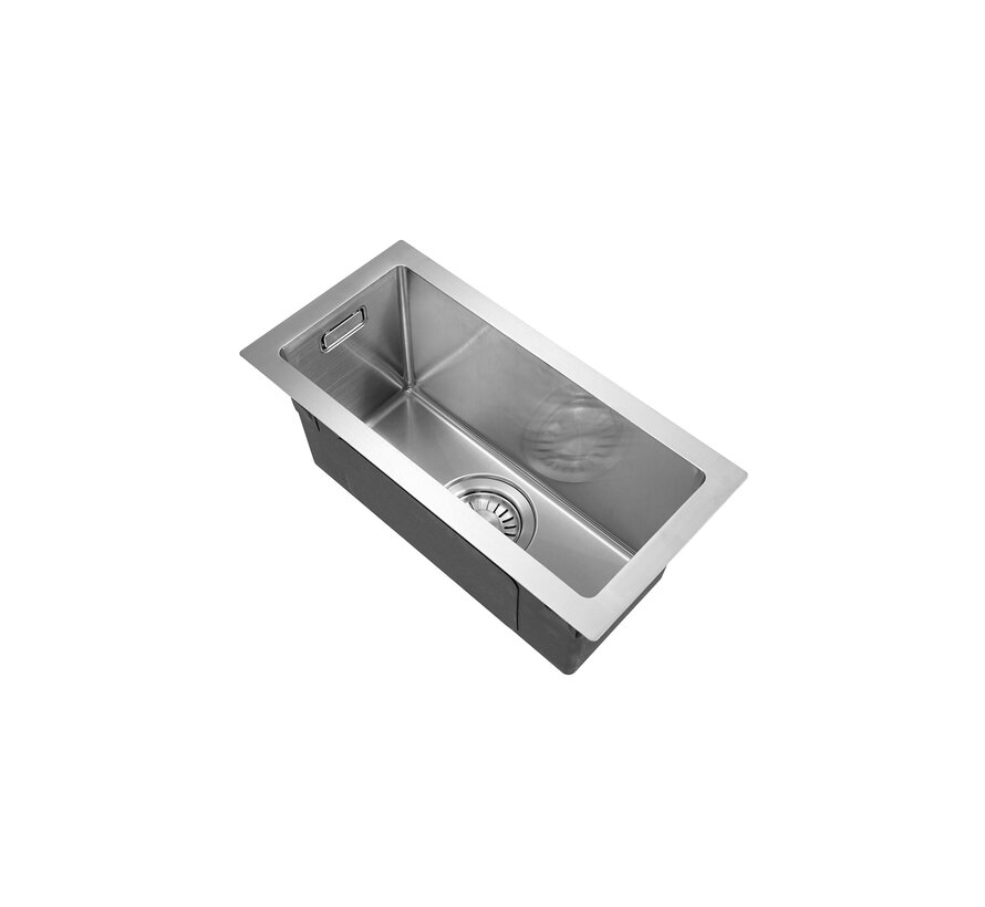 Nurion Spoelbak RVS 22 x 44 – Spoelbak Keuken - Spoelbakken Keuken – Wasbak Keuken - zonder Kraangat RVS