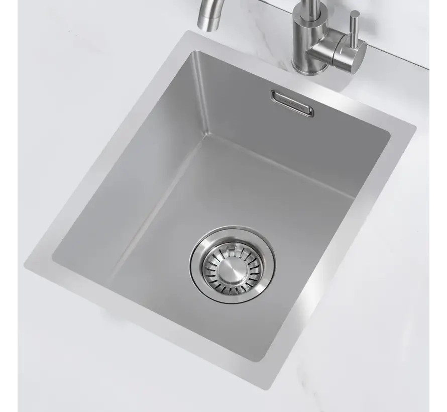 Nurion Spoelbak RVS 40 x 40 – Spoelbak Keuken - Spoelbakken Keuken – Wasbak Keuken - zonder Kraangat