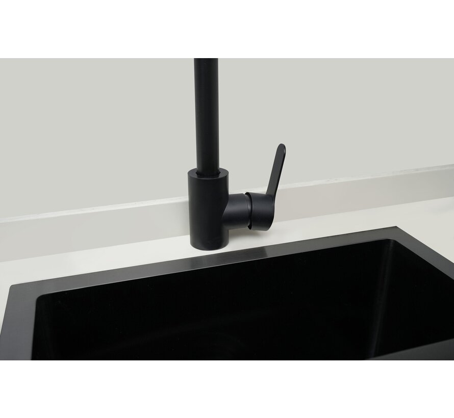 Nurion Spoelbak Black Metal 45 x 40 – Spoelbak Keuken - Spoelbakken Keuken – Wasbak Keuken - zonder Kraangat RVS