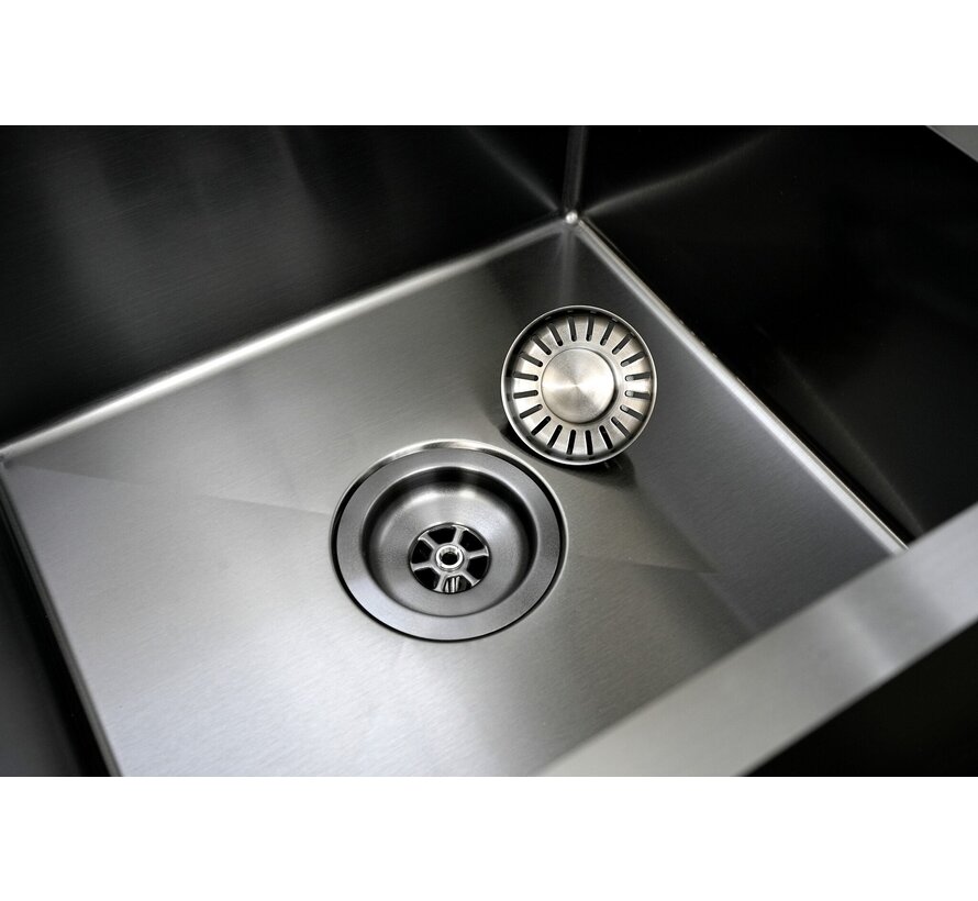 Nurion Spoelbak Black Metal 45 x 40 – Spoelbak Keuken - Spoelbakken Keuken – Wasbak Keuken - zonder Kraangat RVS