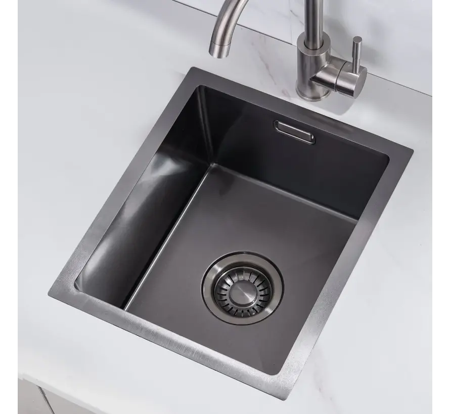Nurion Spoelbak Black Metal 45 x 40 – Spoelbak Keuken - Spoelbakken Keuken – Wasbak Keuken - zonder Kraangat RVS
