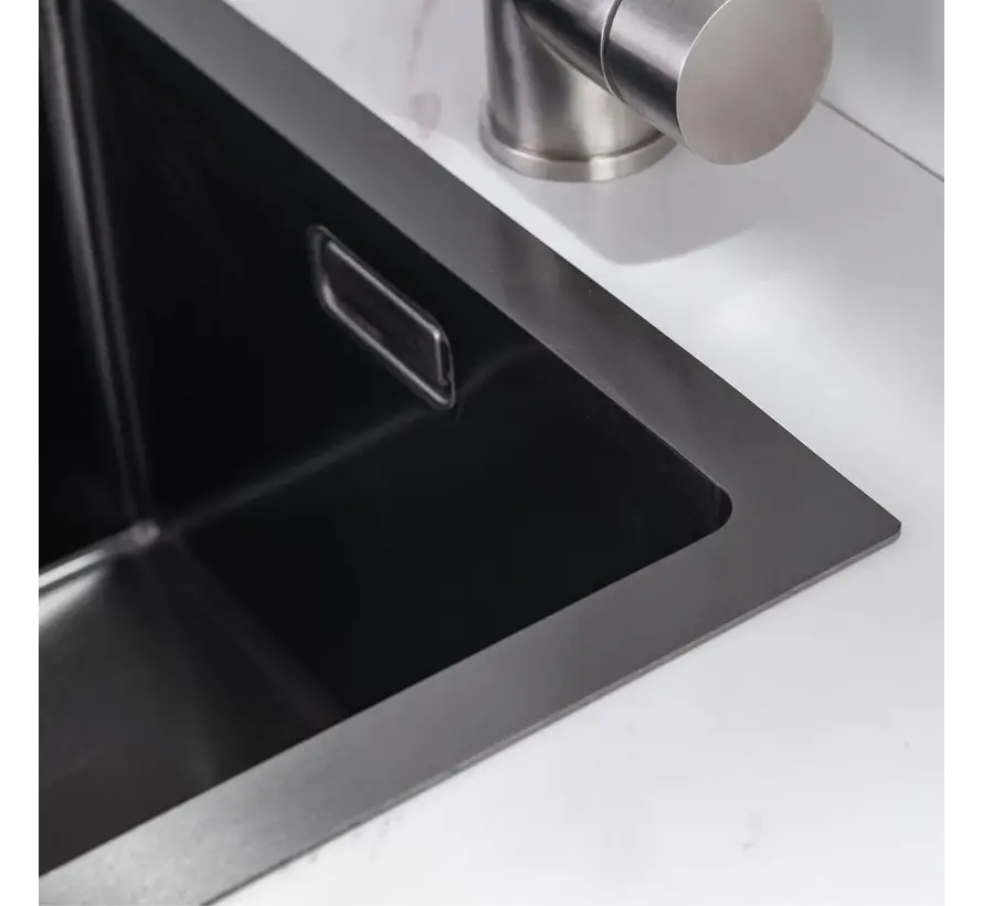 Nurion Spoelbak Black Metal 45 x 40 – Spoelbak Keuken - Spoelbakken Keuken – Wasbak Keuken - zonder Kraangat RVS