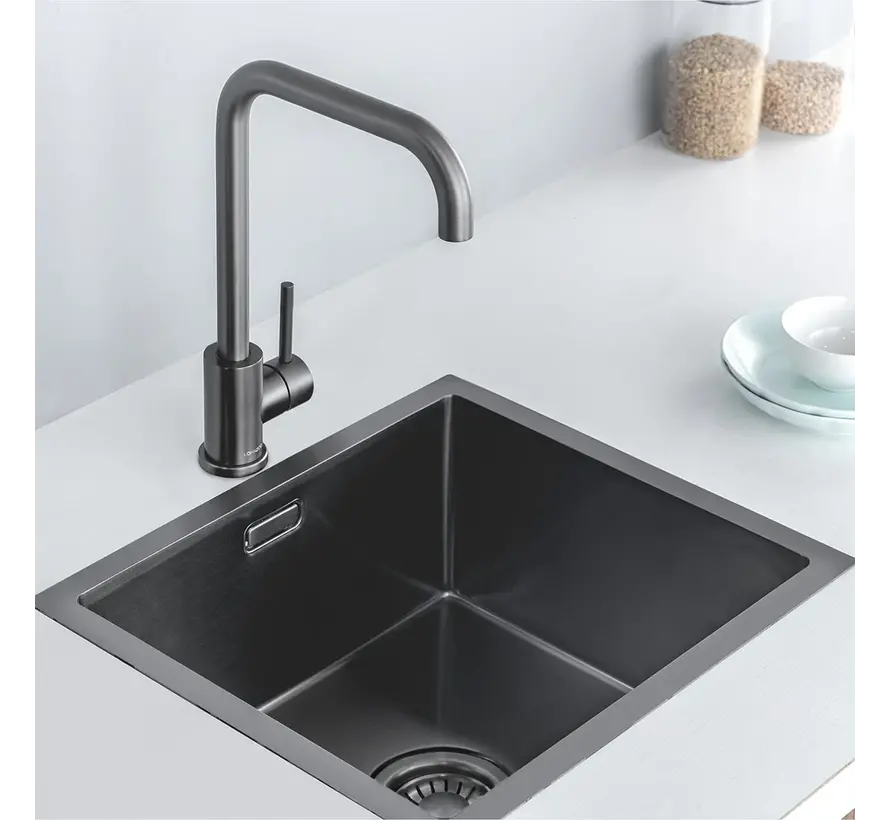 Nurion Spoelbak Black Metal 45 x 40 – Spoelbak Keuken - Spoelbakken Keuken – Wasbak Keuken - zonder Kraangat RVS