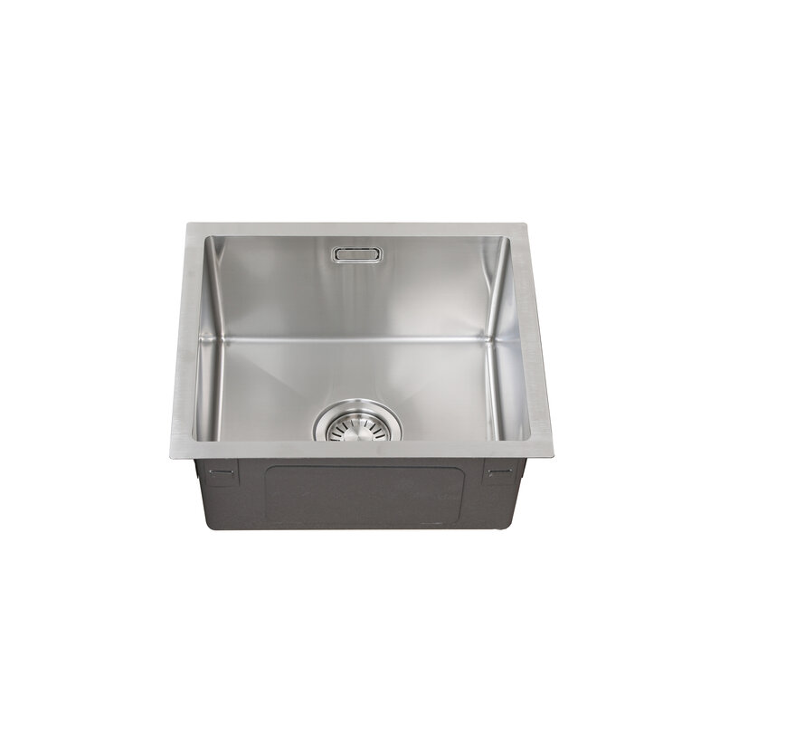 Nurion Spoelbak RVS 45 x 40 – Spoelbak Keuken - Spoelbakken Keuken – Wasbak Keuken - zonder Kraangat