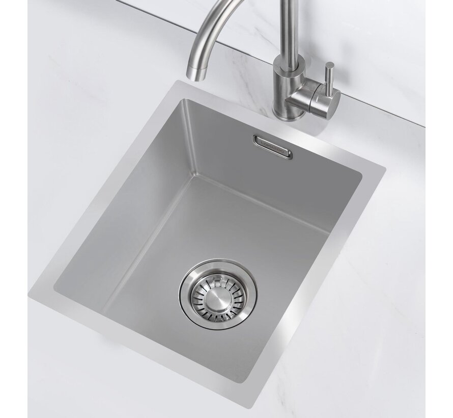 Nurion Spoelbak RVS 34 x 40 – Spoelbak Keuken - Spoelbakken Keuken – Wasbak Keuken - zonder Kraangat