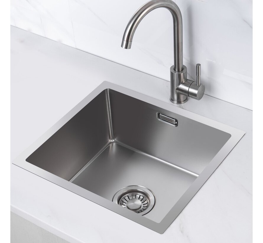 Nurion Spoelbak RVS 45 x 40 – Spoelbak Keuken - Spoelbakken Keuken – Wasbak Keuken - zonder Kraangat