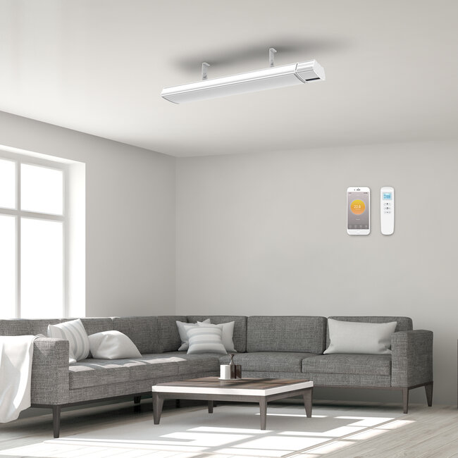 Infrarood terrasverwarmer Whitewarm heater met afstandsbediening 1800 - 2400Watt