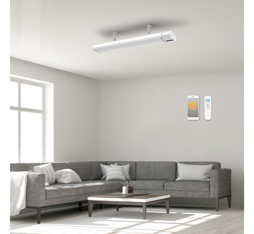 Infrarood terrasverwarmer Whitewarm heater met afstandsbediening 1800 - 2400Watt