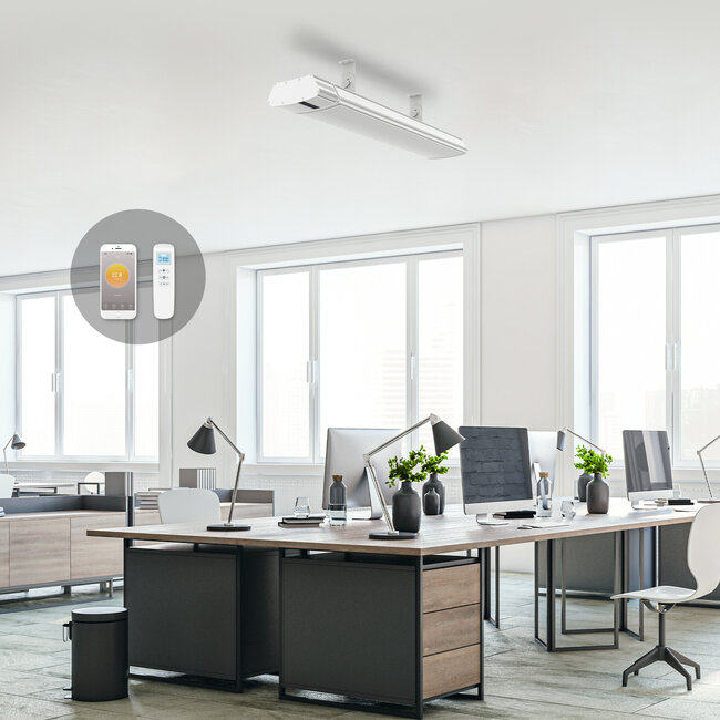 Infrarood terrasverwarmer Whitewarm heater met afstandsbediening 1800 - 2400Watt