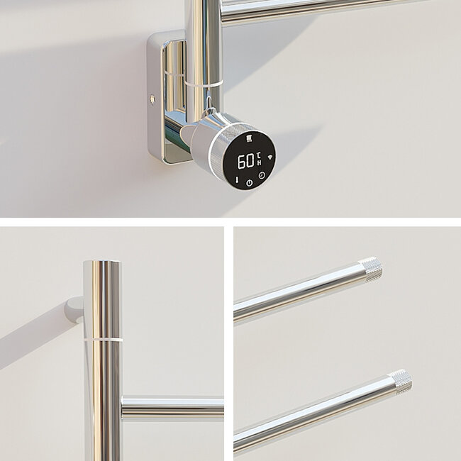 Elektrische handdoek radiator chrome met thermostaat