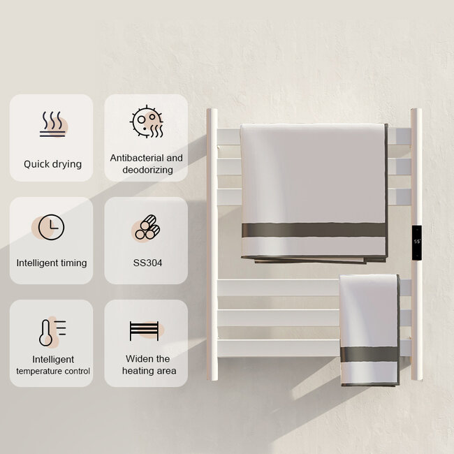 Elektrische handdoek radiator white met thermostaat A-CS06G-W