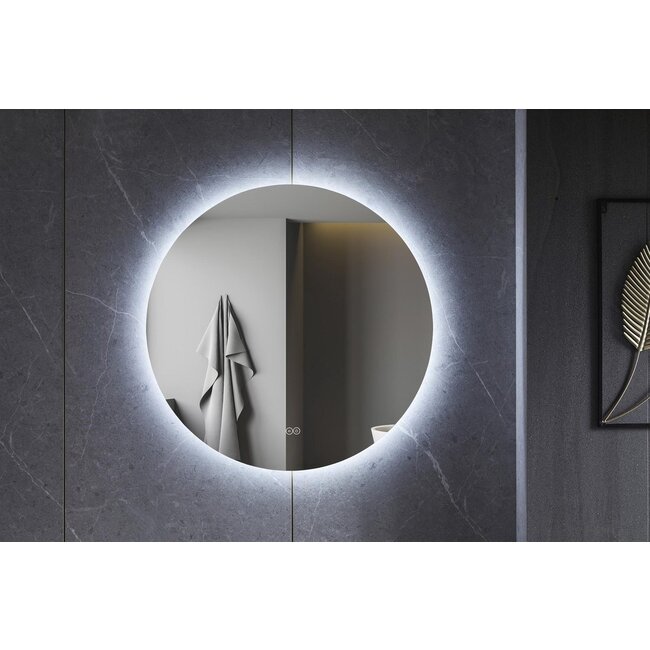 Spiegel rond 60 cm frameloos, rondom led verlichting en anti condens