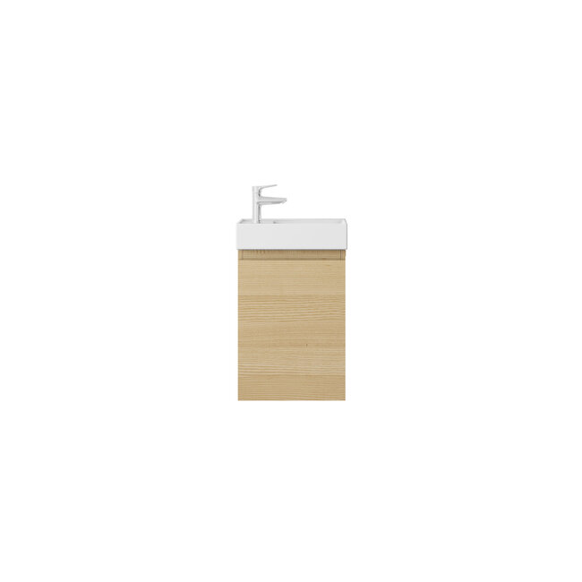 Nurion Toiletmeubel Mees - glanzend witte basin en licht houten kast - 41 x 22,5 x 65 cm
