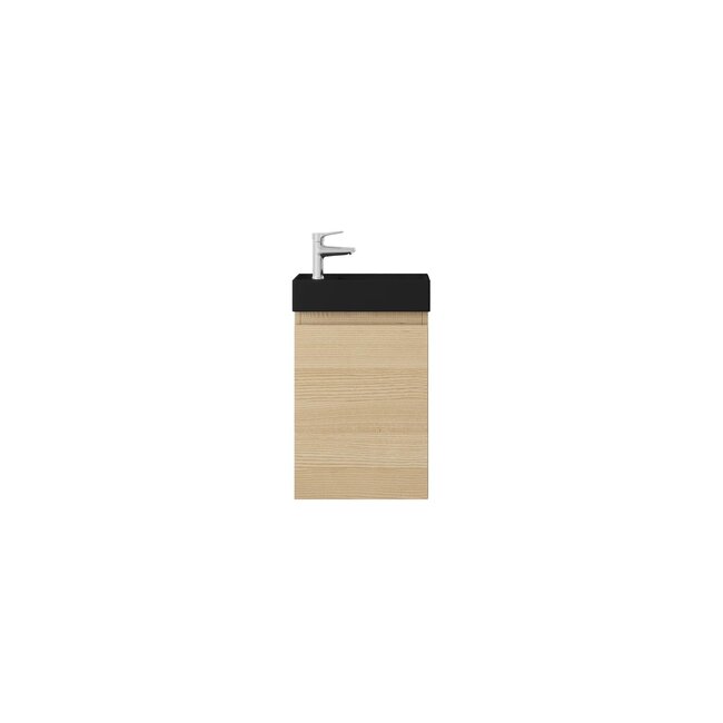 Nurion Toiletmeubel Nora - mat zwart basin en licht houten kast - 41 x 22,5 x 65 cm