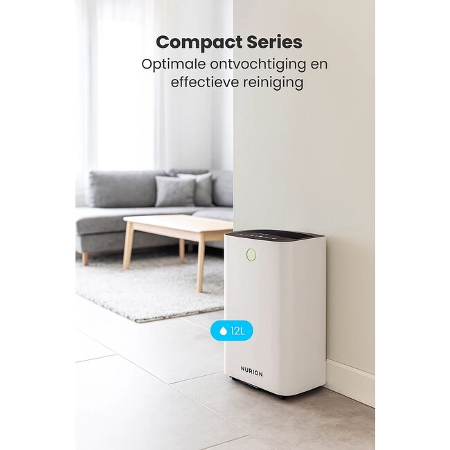 Slimme luchtontvochtiger compact 12 Liter Wifi met carbon filter