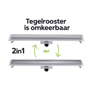 Nurion Nurion douchegoot flens met zijuitloop - tegelrooster