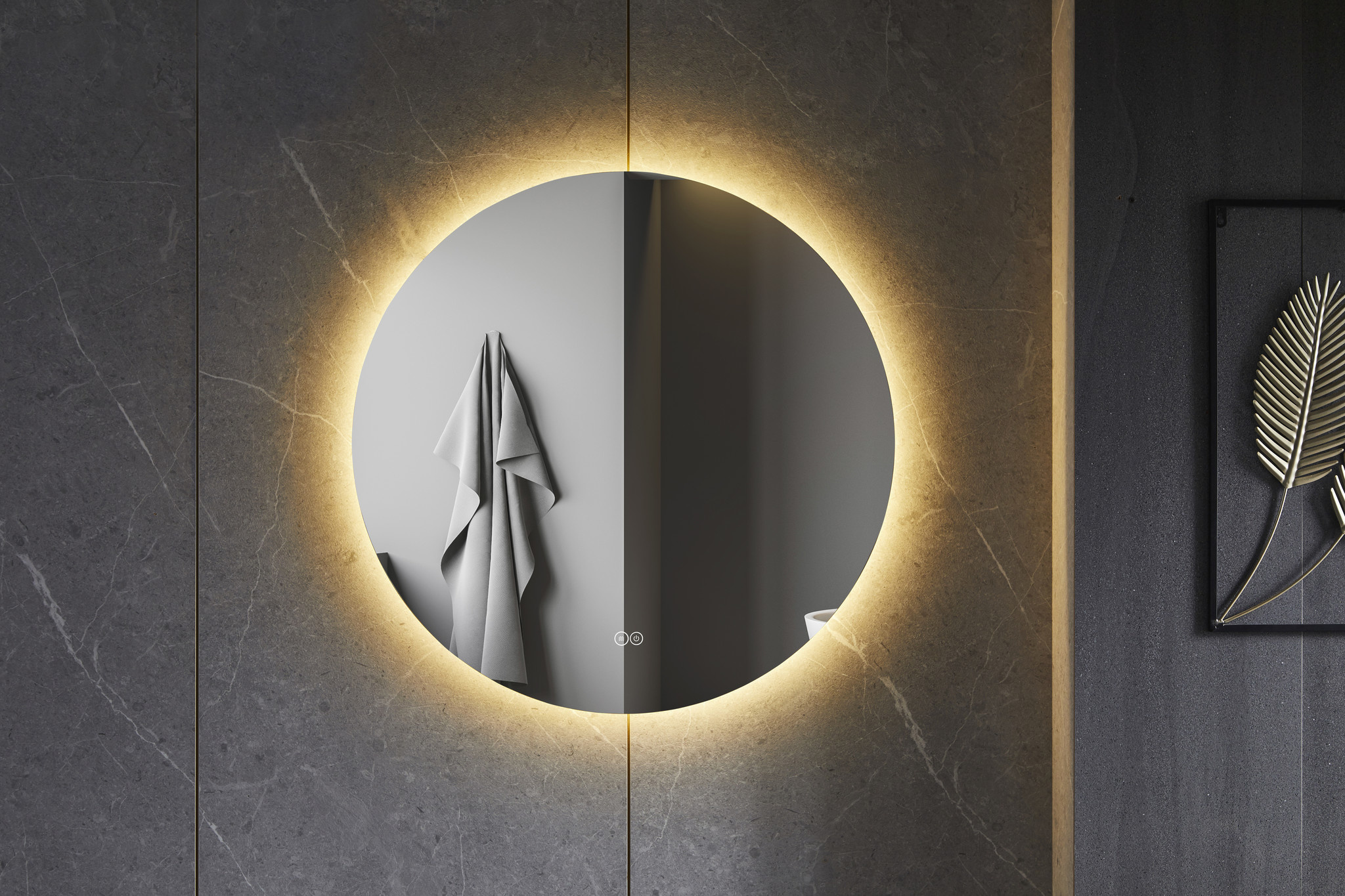Spiegel Ink SP17 Rond Colour Changing LED Rondom 120 x 4 x 120 cm Dimbaar In Aluminium Kader Mat Spiegel Ink SP17 Rond Colour Changing LED Rondom 120 x 4 x 120 cm Dimbaar In Aluminium Kader Mat
