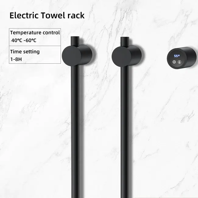 Elektrische handdoek radiator zwart met thermostaat L-SR0200-B