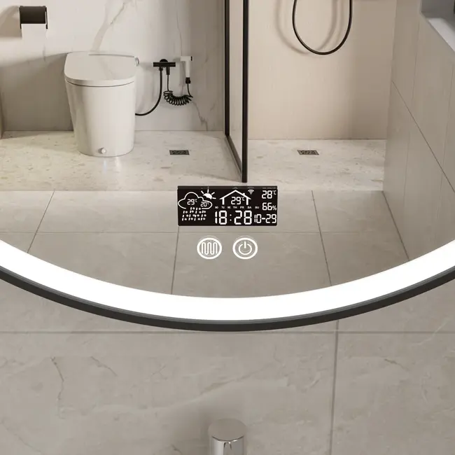 Smart spiegel rond 60 cm zwart frame met led verlichting, anti-condens en wifi