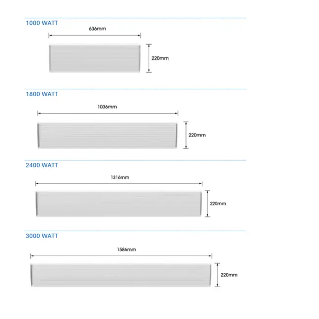 Infrarood terrasverwarmer Whitewarm Wifi 1800 - 2400Watt