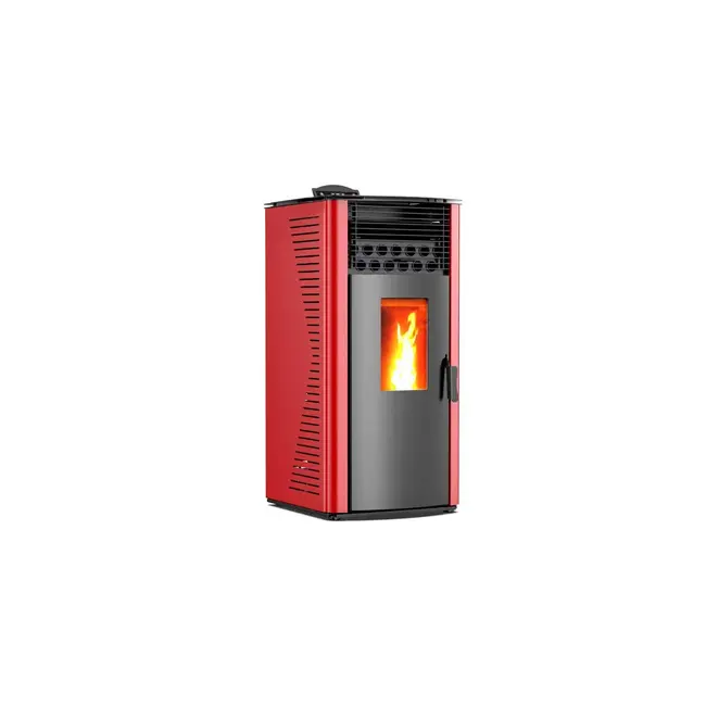 Pelletkachel - 12.2 kW 100 - 120 m² - 5 niveaus - timer - KM1202A - Rood