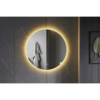 2ekans | Spiegel rond 120 cm frameloos, rondom led verlichting en anti-condens