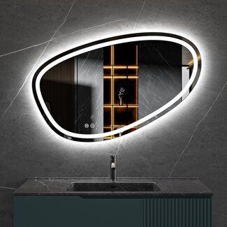 Tweedekans - Spiegel asymmetrisch inbouw led verlichting en anti-condens 100cm breed en 65cm hoog - Default