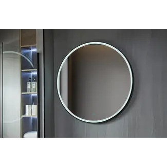 Tweedekans - Spiegel rond 120 cm met zwart frame, led verlichting en anti-condens - Default
