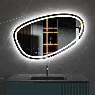 Tweedekans - Spiegel asymmetrisch inbouw led verlichting en anti-condens 100cm breed en 65cm hoog - Default