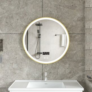 Tweedekans - Smart spiegel rond 60cm gouden frame met led verlichting, anti-condens en wifi - Default