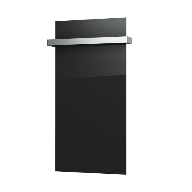 Tweedekans - Ecosun GS-Serie infraroodpanelen wit of zwart wand of plafond - Afmetingen: 120 x 80 cm 850Watt, Afwerking: Zwart glas, Towel Rail: Enkel met side cover bars
