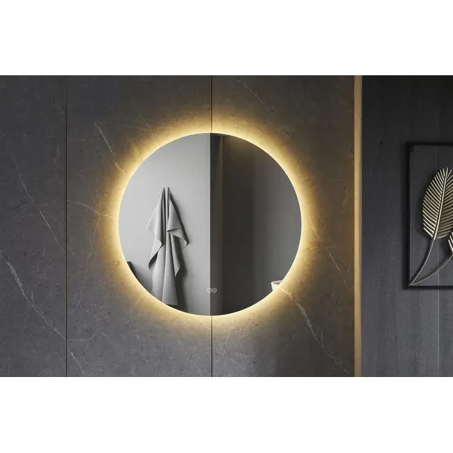 Spiegel rond 120 cm frameloos, rondom led verlichting en anti-condens