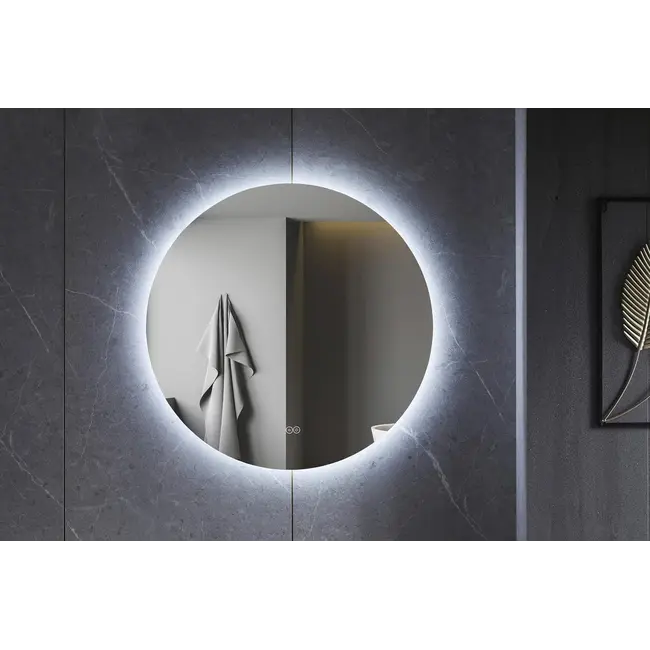 Spiegel rond 120 cm frameloos, rondom led verlichting en anti-condens