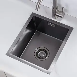 Tweedekans - Nurion Spoelbak Black Metal 34,5 x 34,5 – Spoelbak Keuken - Spoelbakken Keuken – Wasbak Keuken - zonder Kraangat RVS - Default