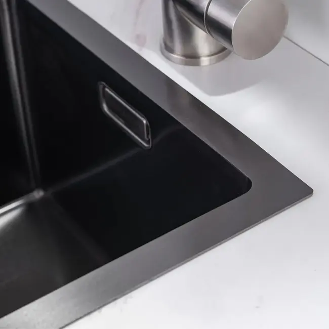 Tweedekans - Nurion Spoelbak Black Metal 34,5 x 34,5 – Spoelbak Keuken - Spoelbakken Keuken – Wasbak Keuken - zonder Kraangat RVS - Default